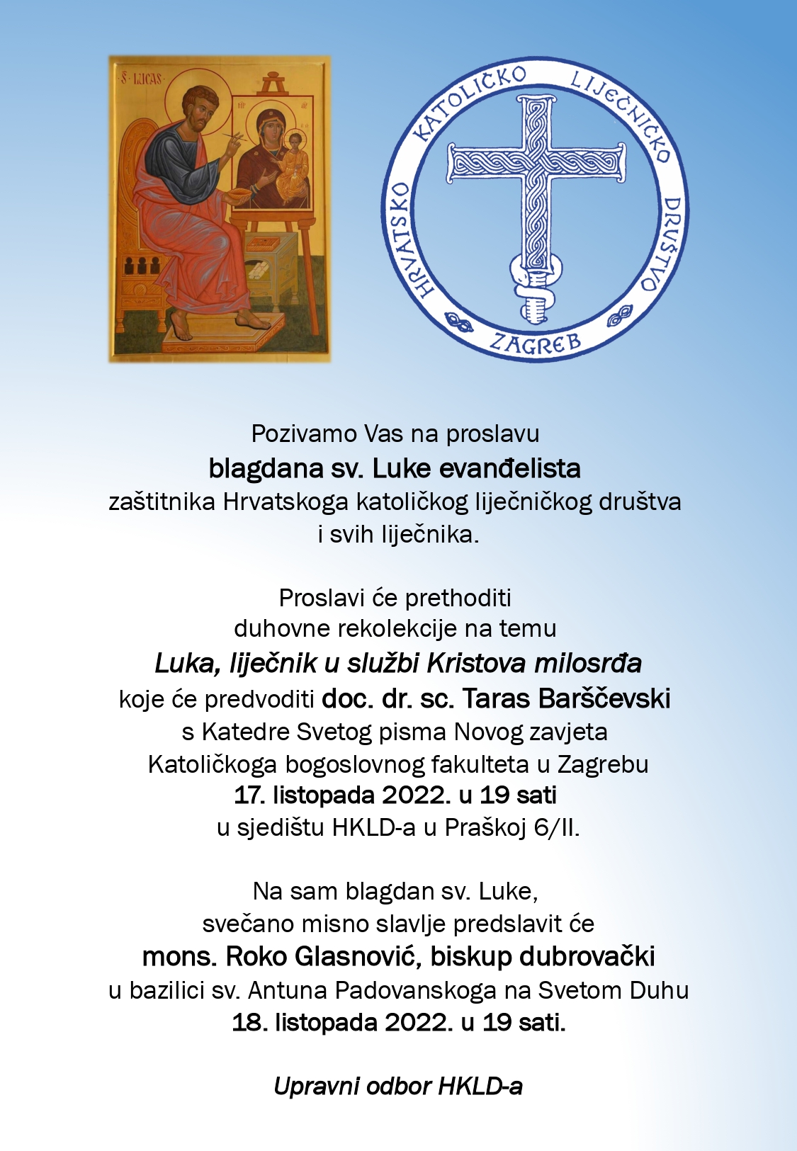 POZIVNICA za blagdan sv. Luke evandelista 2022 page 0001