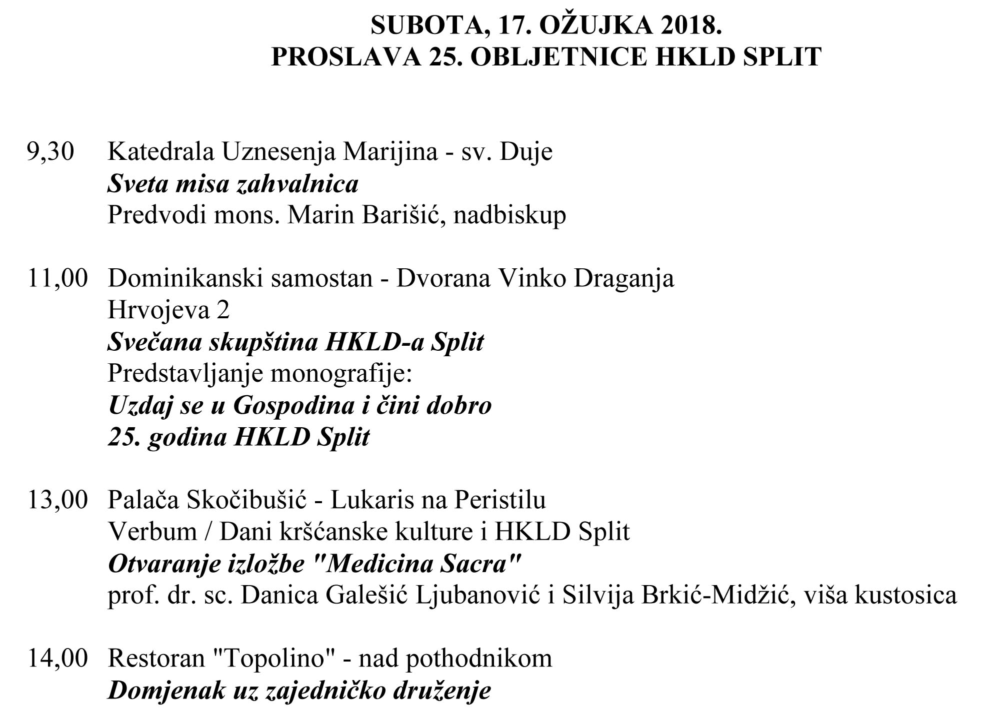 Program simpozija Ecce homo i proslave 25 godina Podružnice Split 2