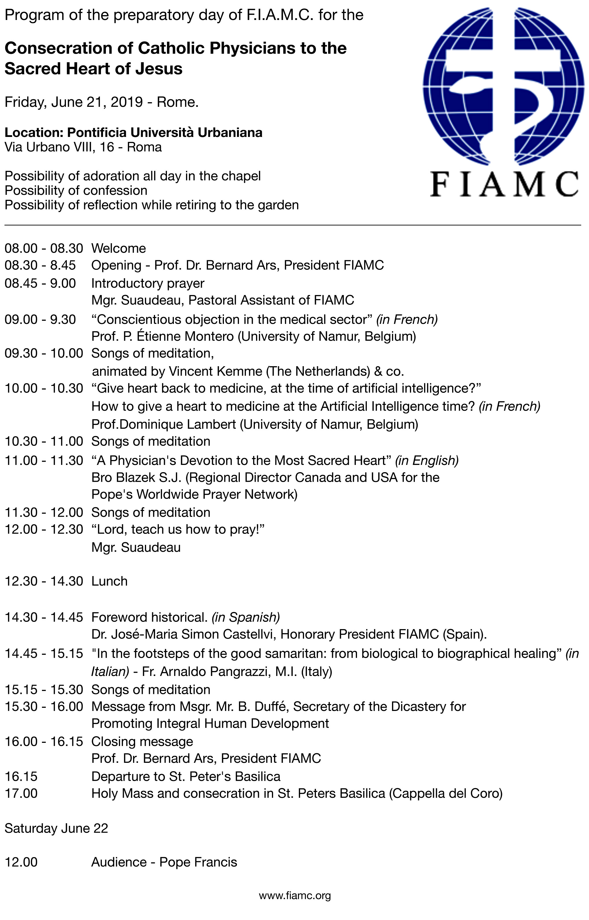 Rim Program FIAMC Posveta 2019