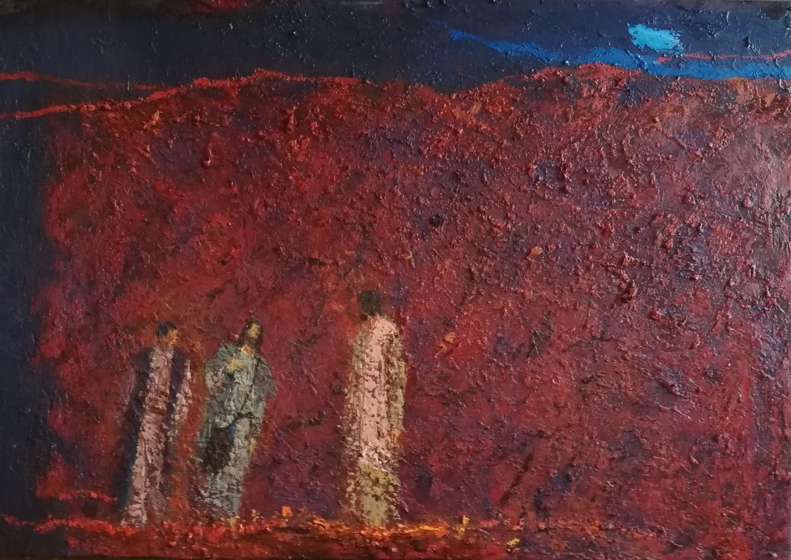 Stipe Ivanišević: Na putu za Emaus, ulje/platno, 70x100cm NA PUTU ZA EMAUS 2020 70X100 ulje na platnu
