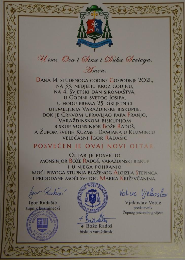 Kuzminec posveta oltara 6